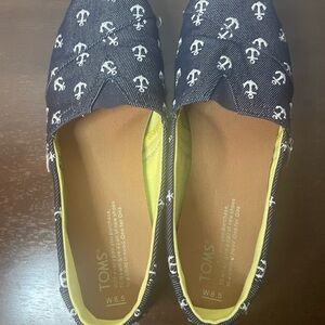 TOMS Women's Anchor Print Shoes - Navy (Nautical/Yacht Rock/Boat/Beach)
